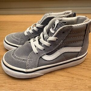 Vans SK8-Hi Zip Toddler Gray and White High-Top Sneakers